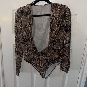 Snakeprint Bodysuit-Zara
